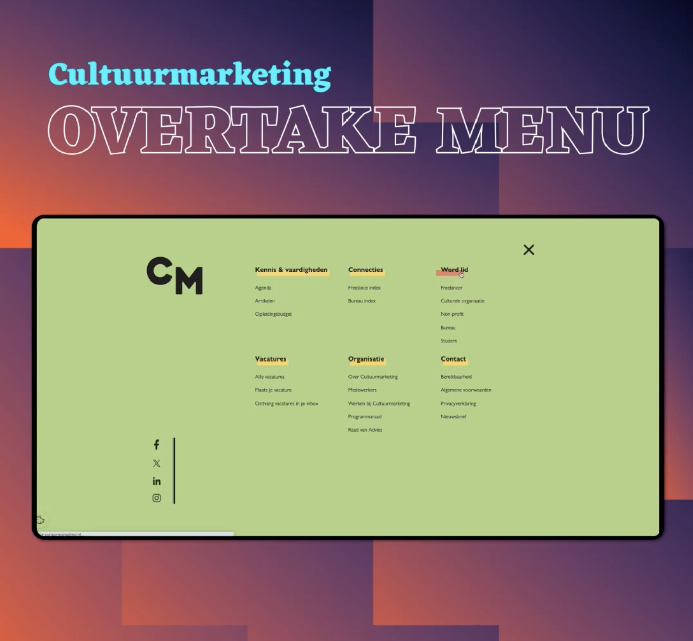 Case: takeover menu voor Cultuurmarketing