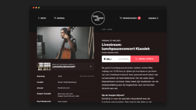 Dark mode van de website van TivoliVredenburg