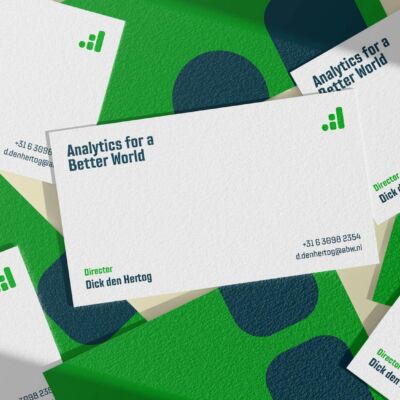 Visitekaartjes met de nieuwe branding van Analytics for a better world