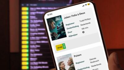 Mobiele weergave van de agenda in de foyer van Hartlooper
