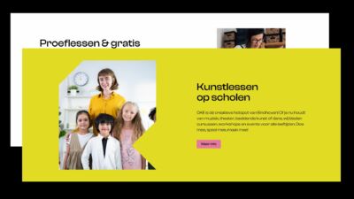 Een scherm in geel op de website van CKE.