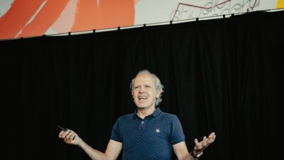 Martin van Kranenburg aan het woord tijdens de meetup